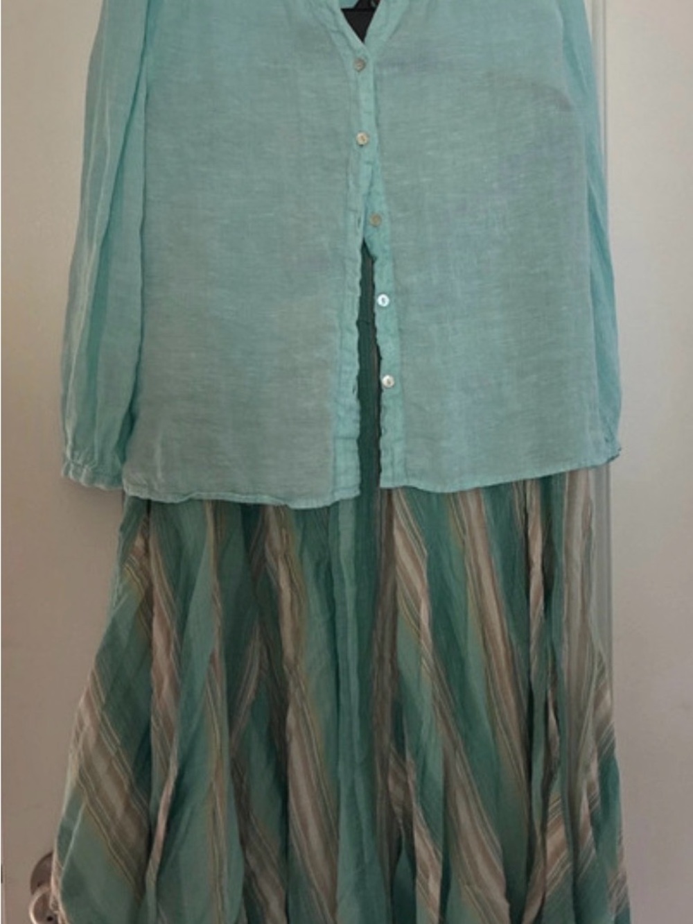 Rachel Zoe Seafoam Striped Maxi Skirt and top - complete outfit!!!